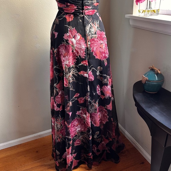 Maxi Dress w Circular Skirt in Floral Chiffon c1970s Randy Collection Original - Picture 12 of 16